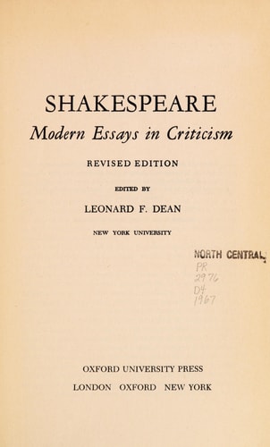 Shakespeare: Modern Essays in Criticism