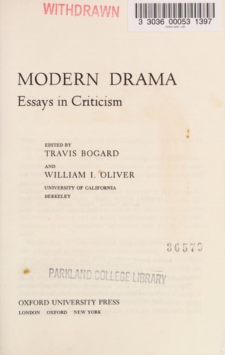 Modern Drama: Essays in Criticism