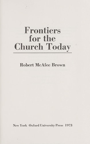 Frontiers for the Church Today