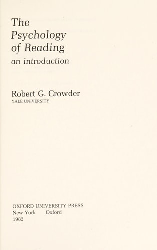The Psychology of Reading: An Introduction