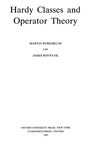 Hardy Classes and Operator Theory