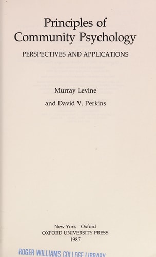 Community Psychology: Perspectives and Applications