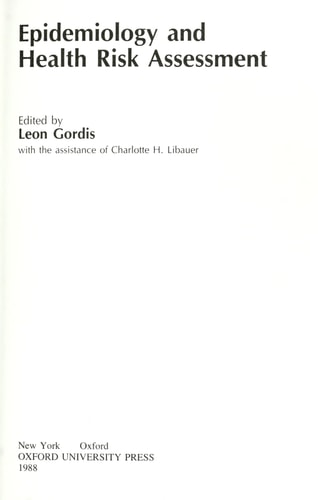 Epidemiology and Health Risk Assessment