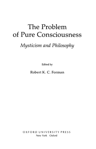 The Problem of Pure Consciousness: Mysticism and Philosophy