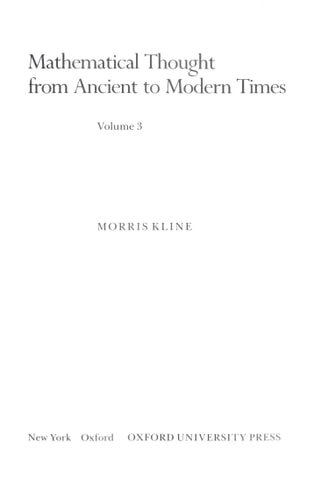 Mathematical Thought from Ancient to Modern Times: Vol. 3