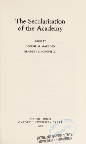 The Secularization of the Academy