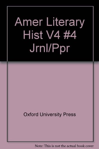 American Literary History: Volume 4, No. 4