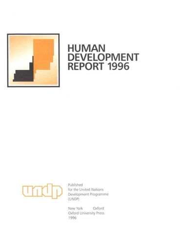 Human Development Report 1996 (Human Development Report (Paperback))