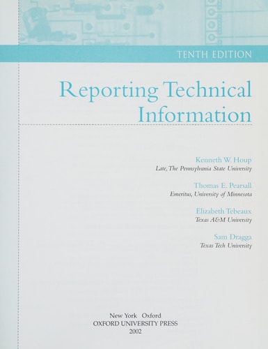 Reporting Technical Information