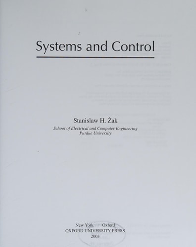 Systems and Control
