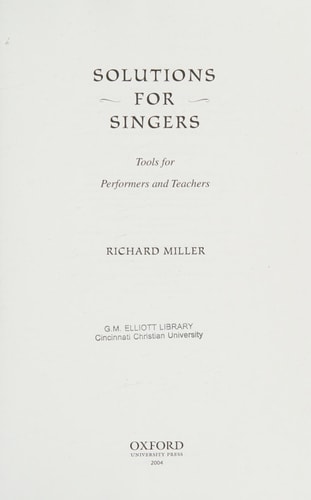 Solutions for Singers: Tools for Every Performer and Teacher