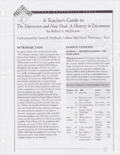 A Teacher's Guide to The Depression and New Deal: A History in Documents