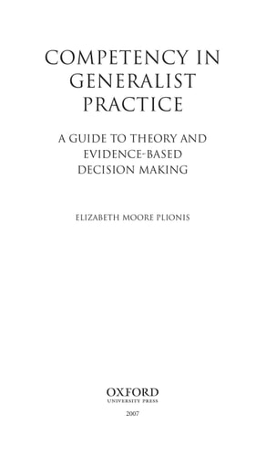 Competency in Generalist Practice: A Guide to Theory and Evidence-Based Decision Making