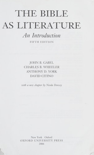 The Bible as Literature: An Introduction