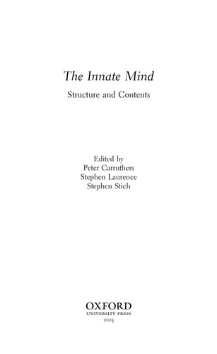 The Innate Mind: Structure and Contents