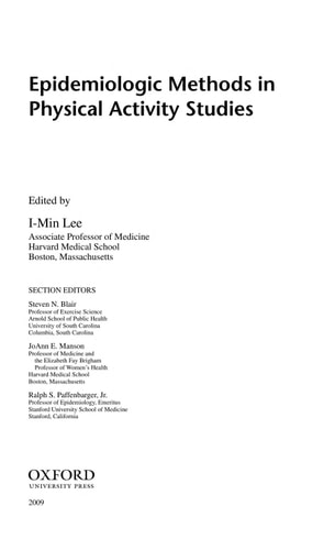 Epidemiologic Methods in Physical Activity Studies