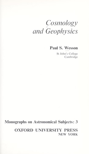 Cosmology and Geophysics