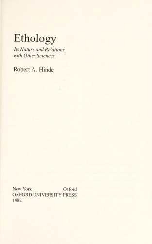 Ethology: Its Nature and Relations with Other Sciences