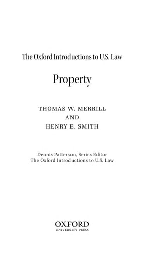 The Oxford Introductions to U.S. Law: Property