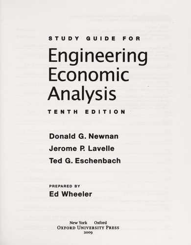 Study Guide for: Engineering Economic Analysis