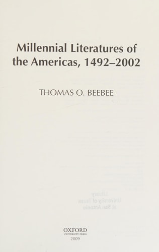 Millennial Literatures of the Americas, 1492-2002