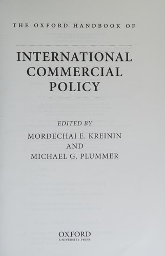 The Oxford Handbook of International Commercial Policy
