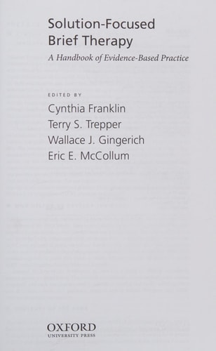 Solution-Focused Brief Therapy: A Handbook of Evidence-Based Practice