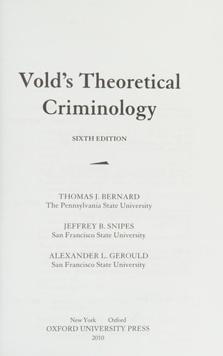Vold's Theoretical Criminology