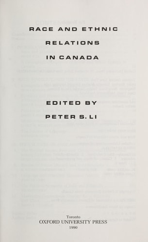 Race and Ethnic Relations in Canada