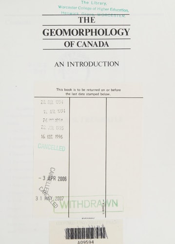 The Geomorphology of Canada: An Introduction