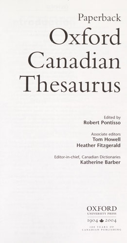 Paperback Oxford Canadian Thesaurus