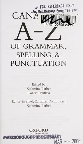 The Canadian A to Z of Grammar, Spelling, and Punctuation