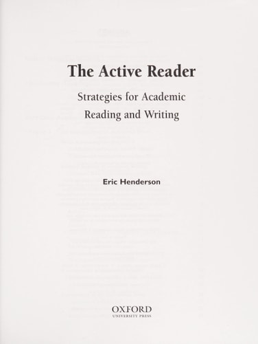 The Active Reader: Strategies for Academic Reading and Writing