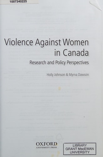 Violence Against Women in Canada: Research and Policy Perspectives