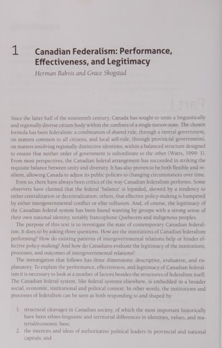 Canadian Federalism: Performance, Effectiveness, and Legitimacy, Third Edition