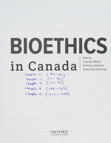 Bioethics in Canada