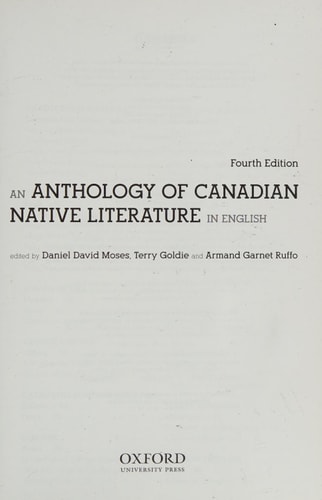 An Anthology of Canadian Native Literature in English