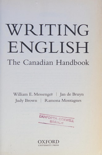 Writing English: The Canadian Handbook