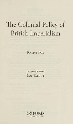 The Colonial Policy of British Imperialism