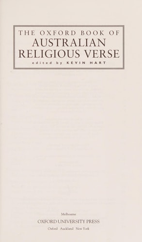 The Oxford Book of Australian Religious Verse