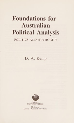 Foundations for Australian Political Analysis: Politics and Authority