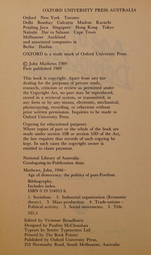 Age of Democracy: The Politics of Post-Fordism