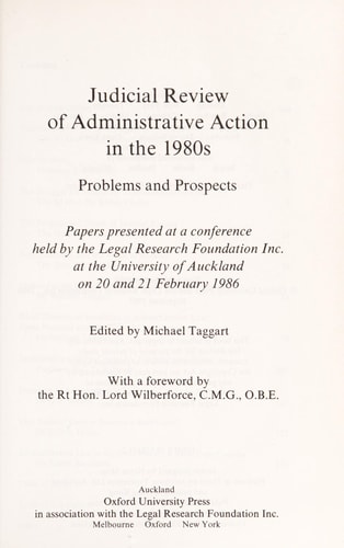 Judicial Review of Administrative Action in the Nineteen Eighties