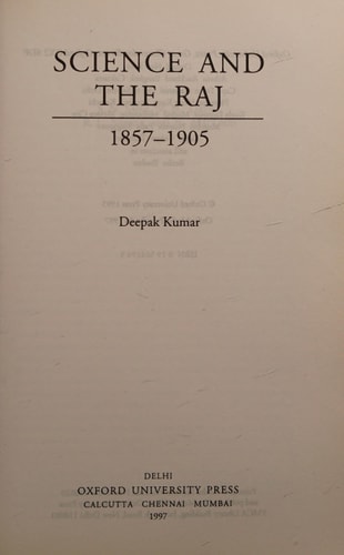 Science and the Raj: 1857-1905