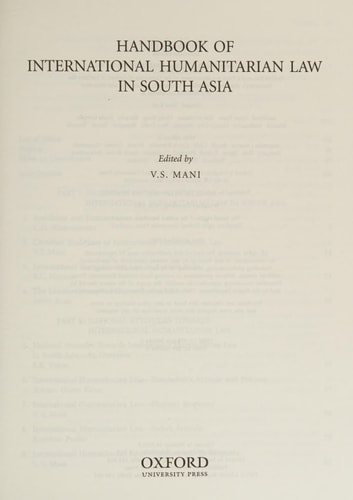 Handbook of International Humanitarian Law in South Asia