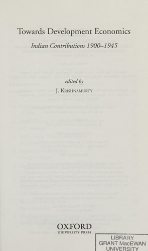 Towards Development Economics: Selected Indian Contributions, c. 1900-1945