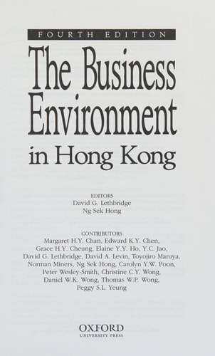 The Business Environment in Hong Kong