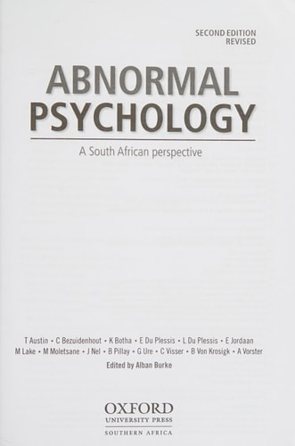 Abnormal Psychology: A South African Perspective