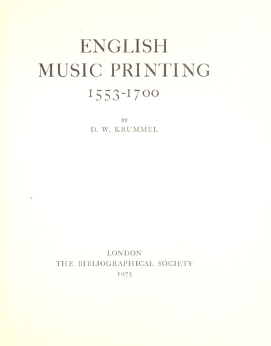 English Music Printing 1553-1700