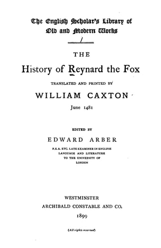 The History of Reynard the Fox